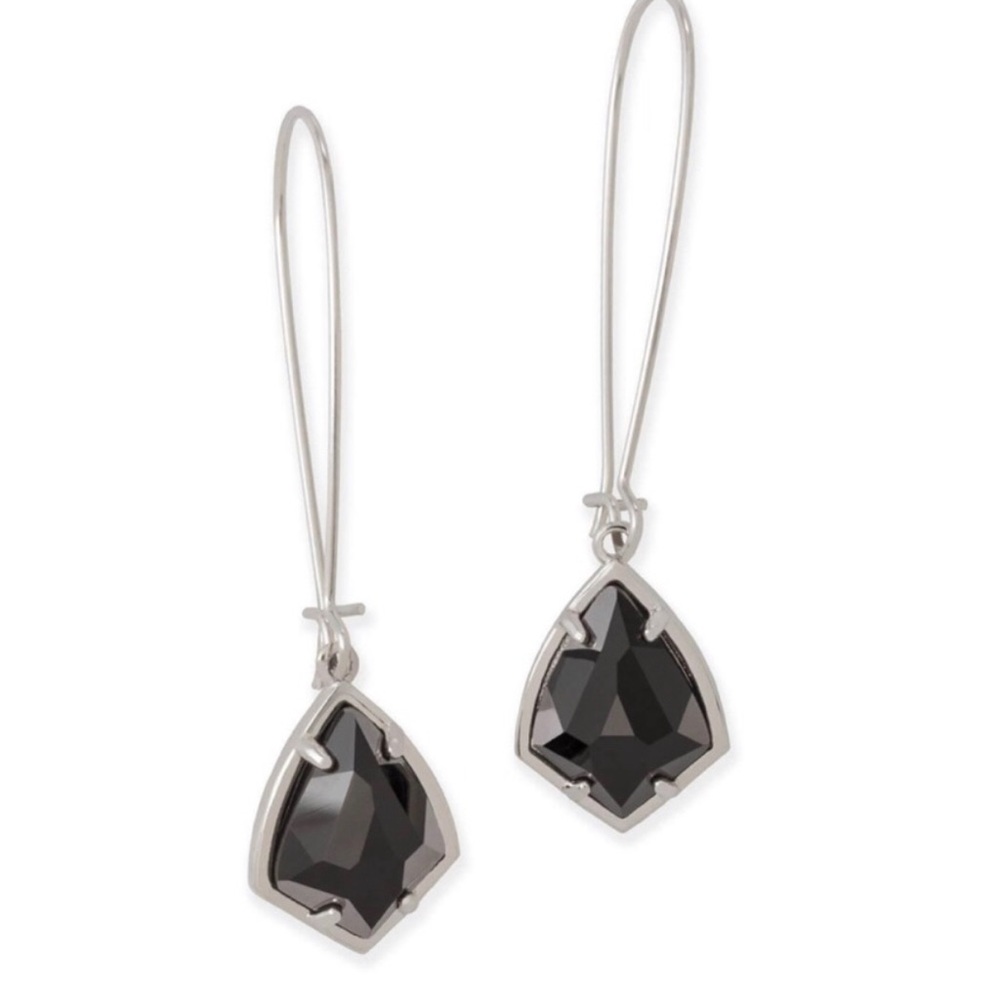 SOLD Kendra Scott Black Carinne Drop Earrings - Picture 1 of 4